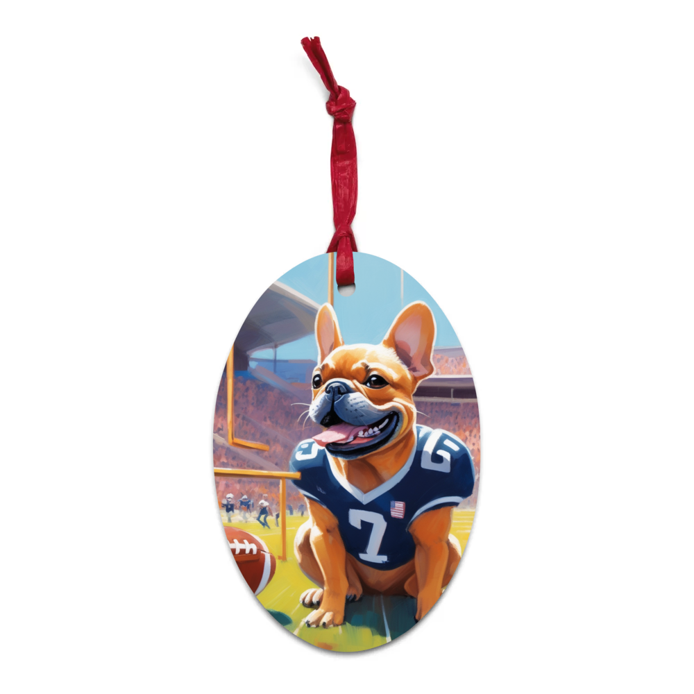 PugMug Custom Tan French Bulldog Wooden Ornament
