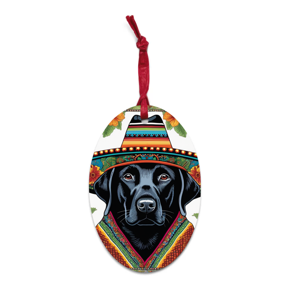 PugMug Custom Black Labrador Retriever Wooden Ornament