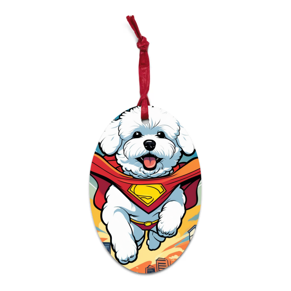 PugMug Custom Bichons Frise Wooden Ornament