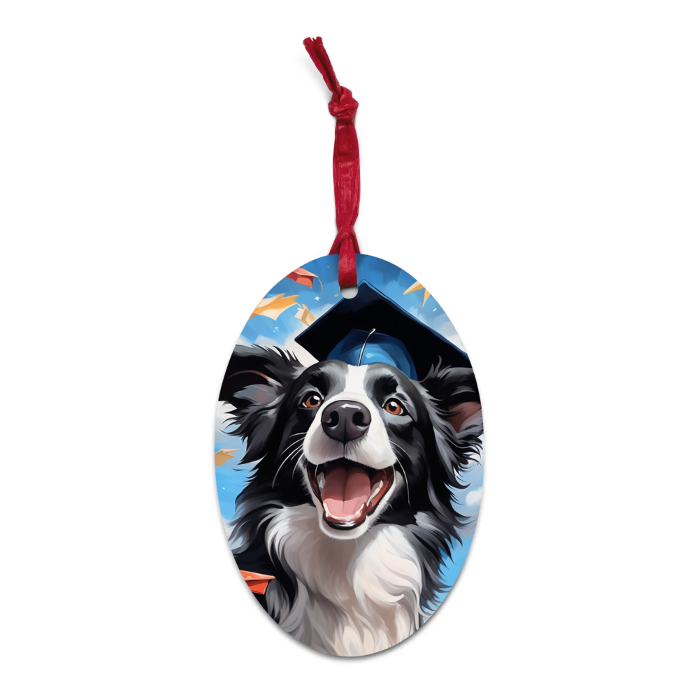 PugMug Custom Border Collie Wooden Ornament