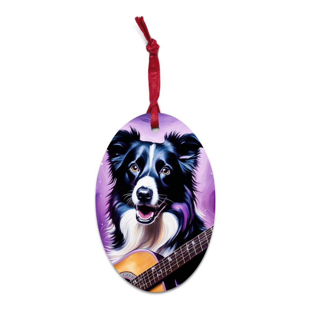 PugMug Custom Border Collie Wooden Ornament