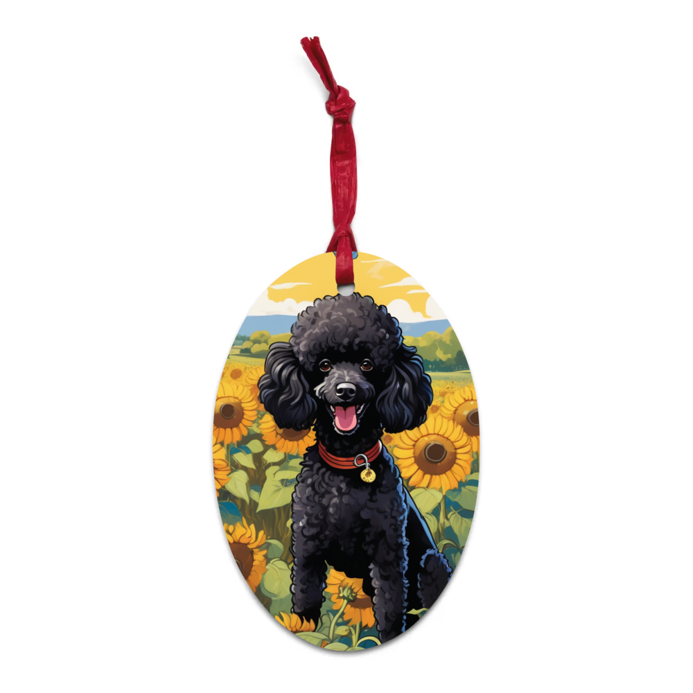 PugMug Custom Black Poodle Wooden Ornament