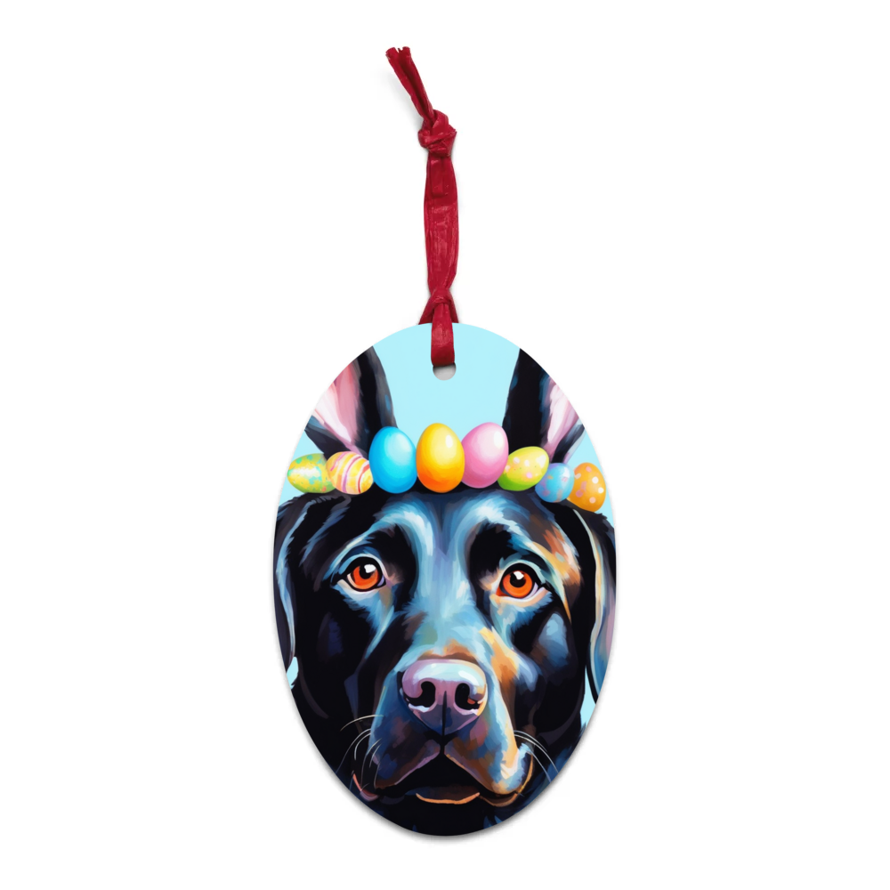 PugMug Custom Black Labrador Retriever Wooden Ornament