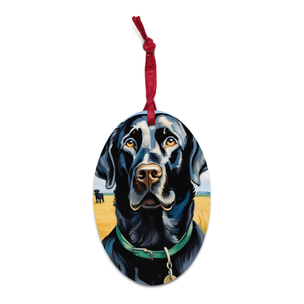 PugMug Custom Black Labrador Retriever Wooden Ornament