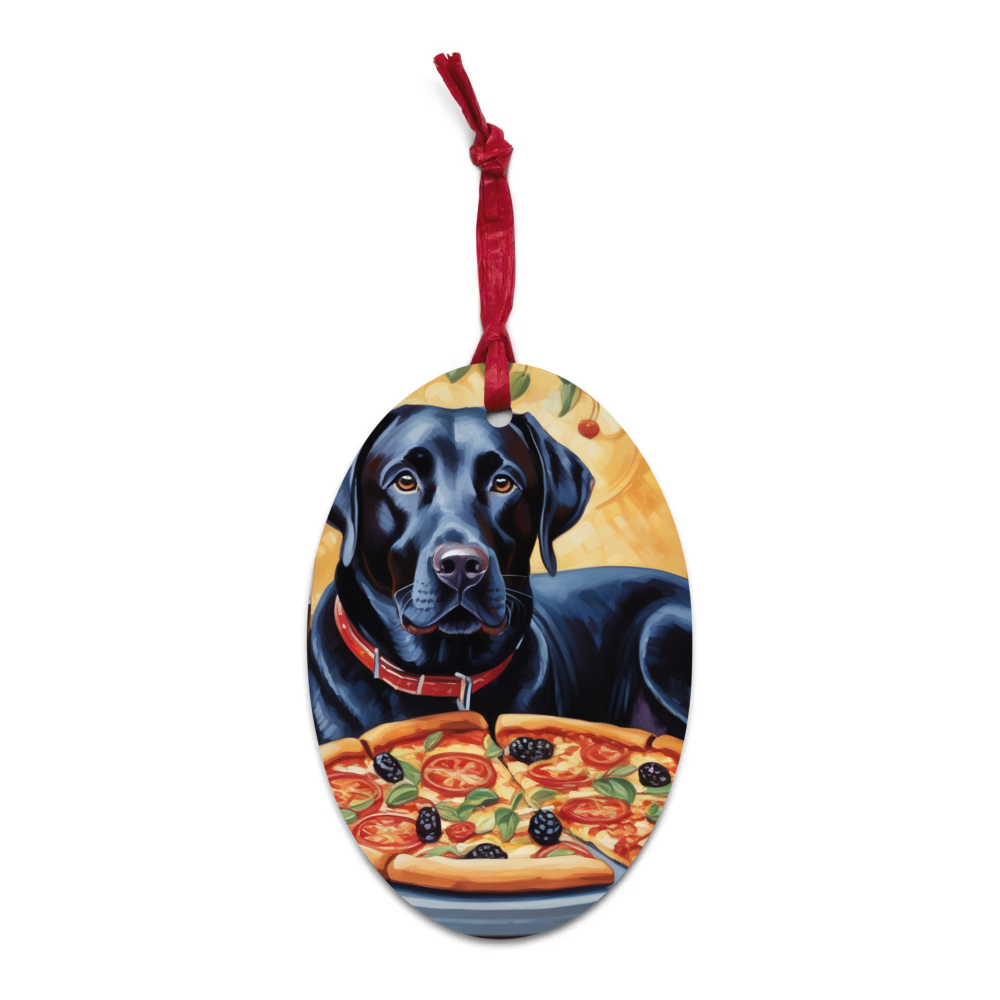 PugMug Custom Black Labrador Retriever Wooden Ornament