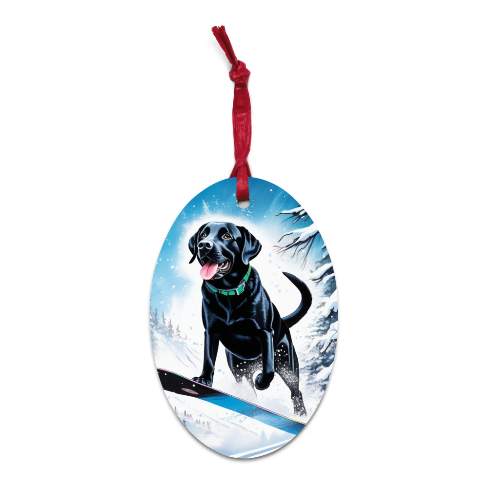 PugMug Custom Black Labrador Retriever Wooden Ornament