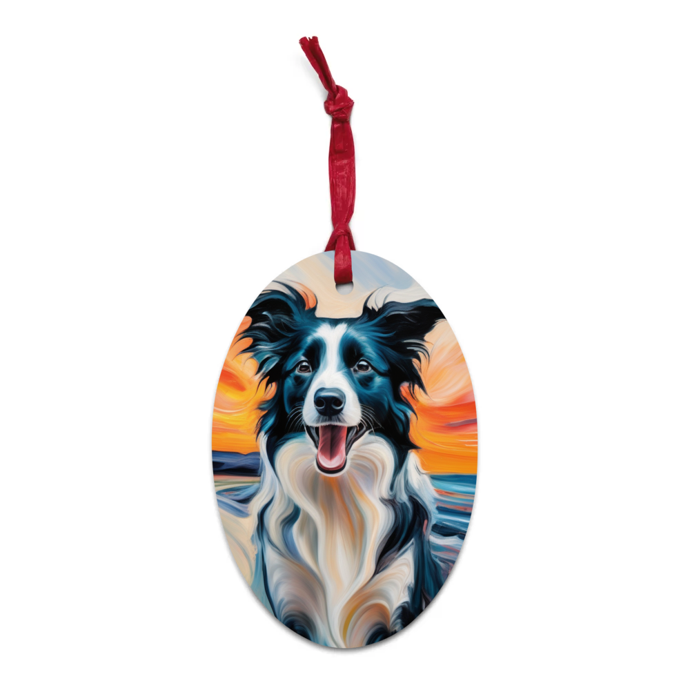 PugMug Custom Border Collie Wooden Ornament