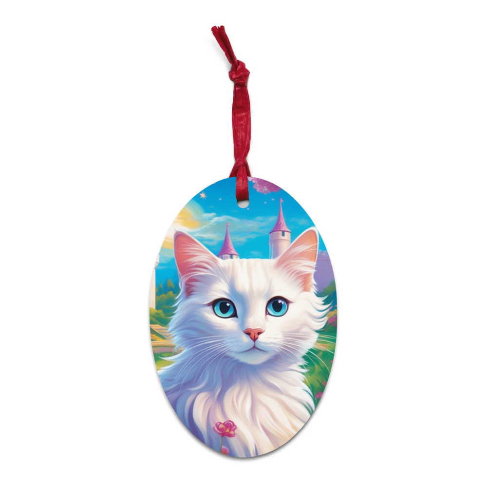 PugMug Custom White Companion Cat Wooden Ornament