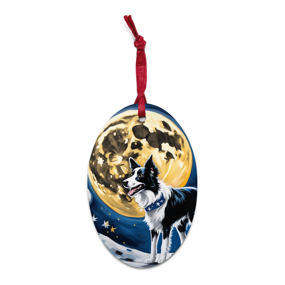 PugMug Custom Border Collie Wooden Ornament