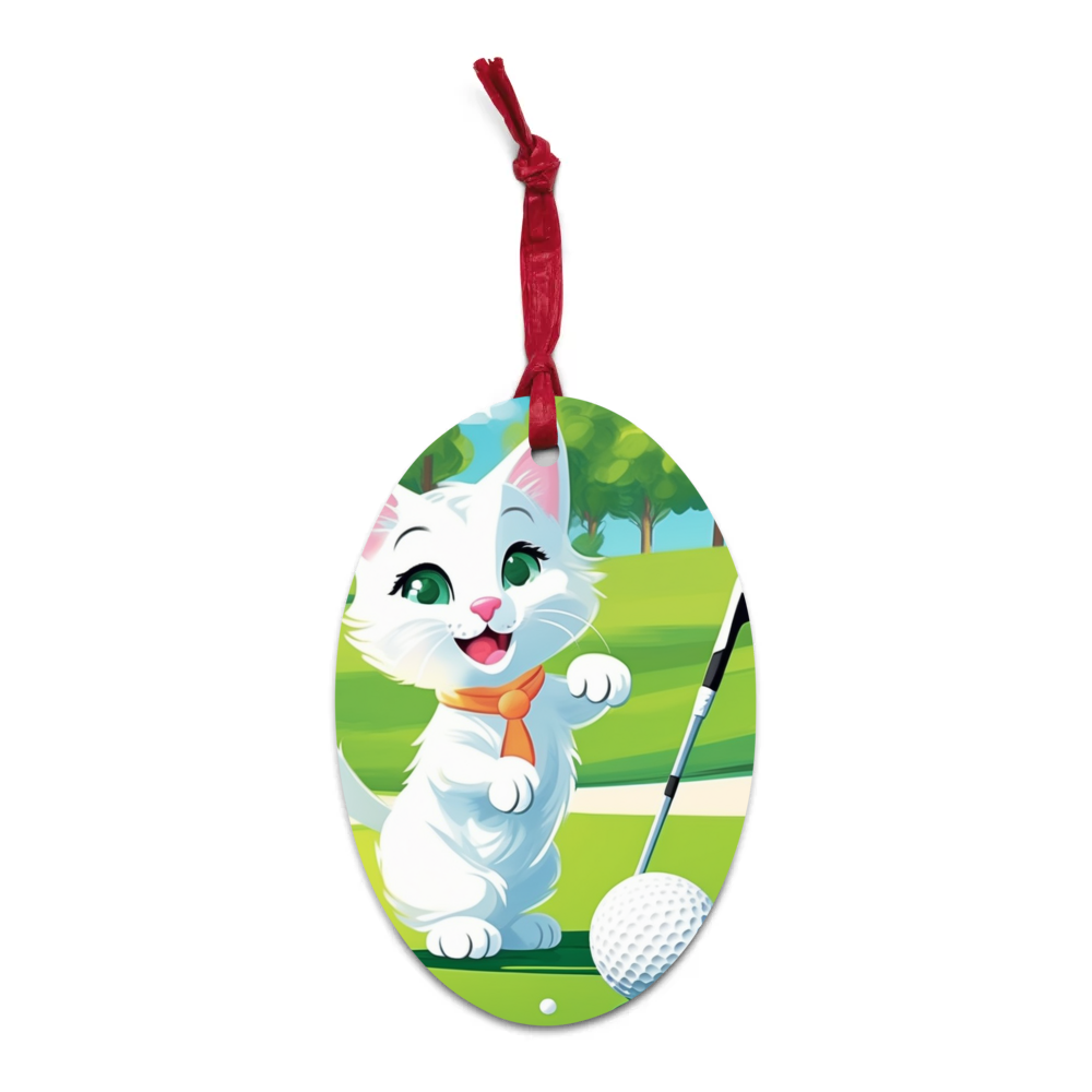 PugMug Custom White Companion Cat Wooden Ornament