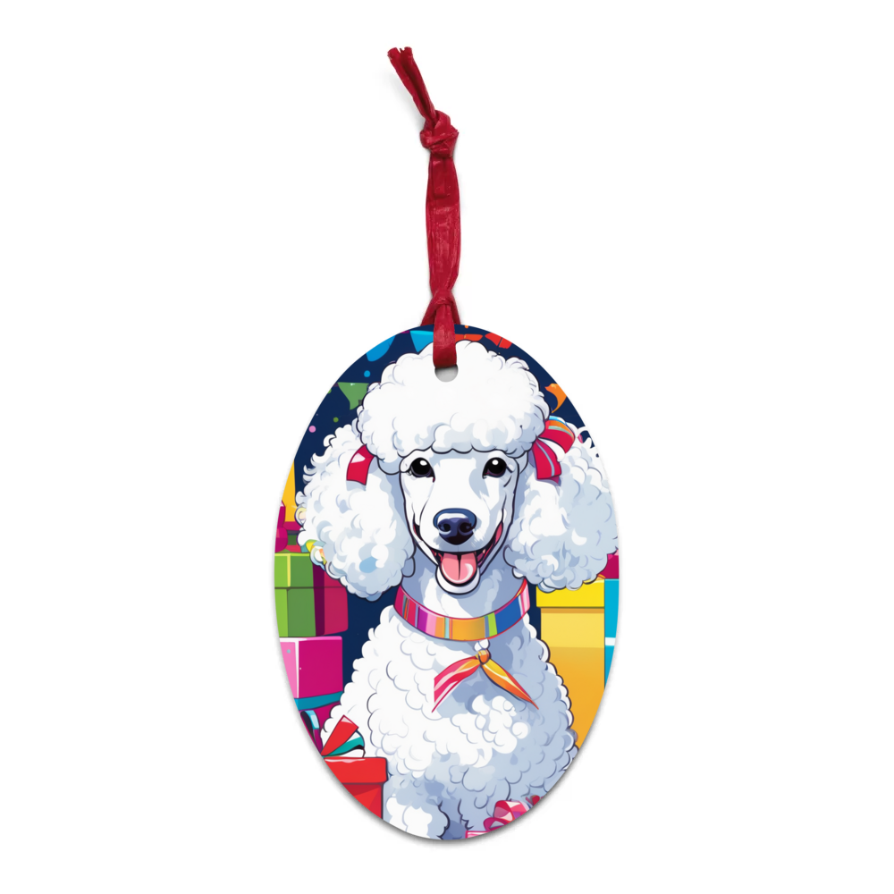 PugMug Custom White Poodle Wooden Ornament