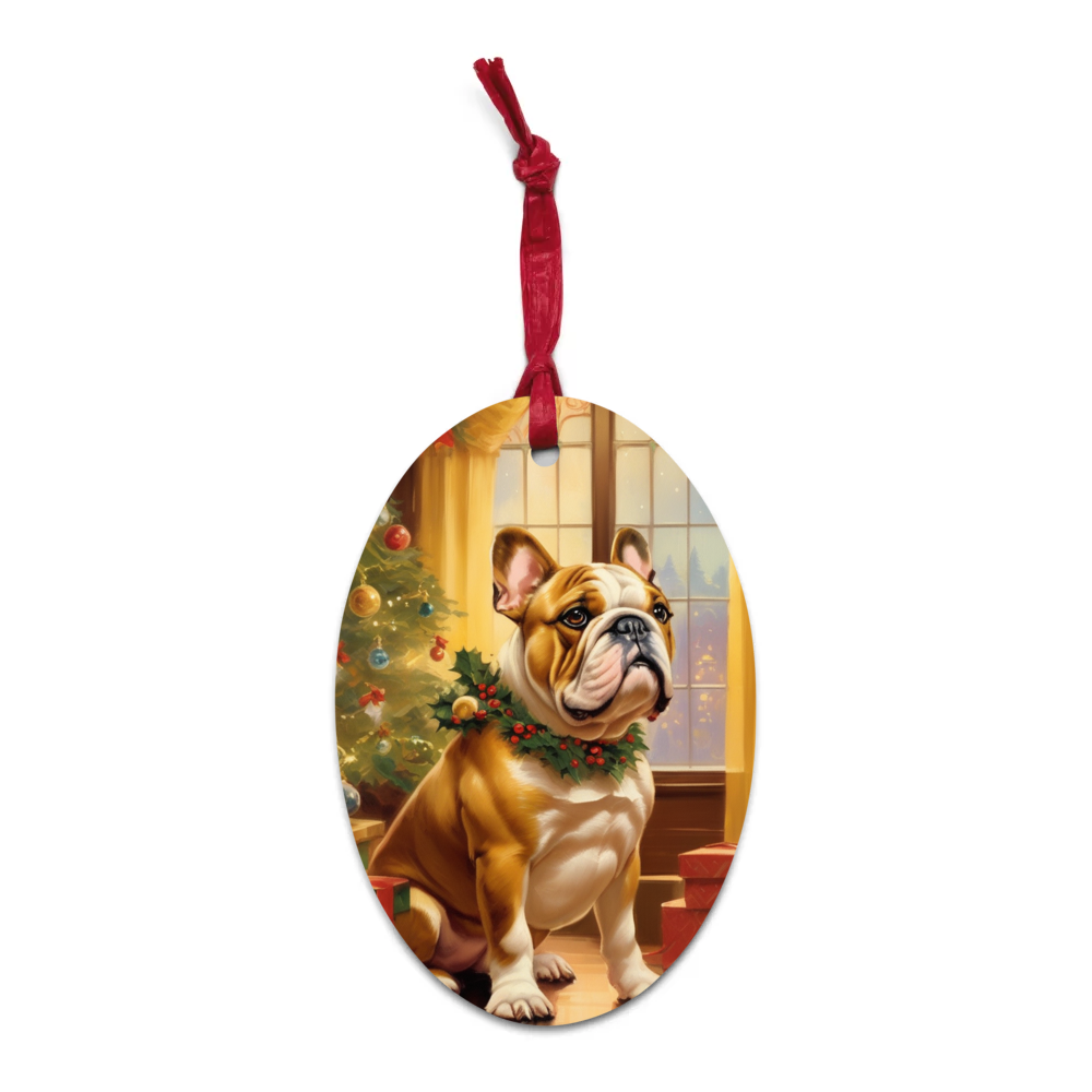 PugMug Custom Bulldog Wooden Ornament
