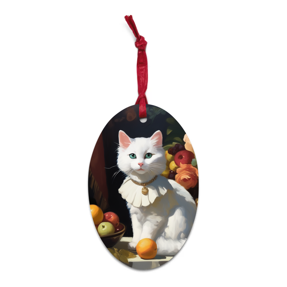 PugMug Custom White Companion Cat Wooden Ornament