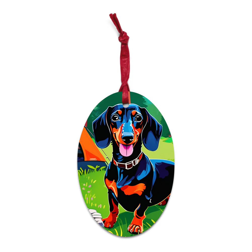 PugMug Custom Black Dachshund Wooden Ornament