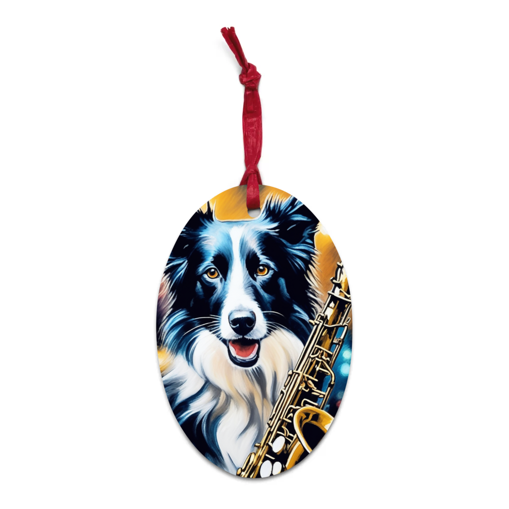 PugMug Custom Border Collie Wooden Ornament