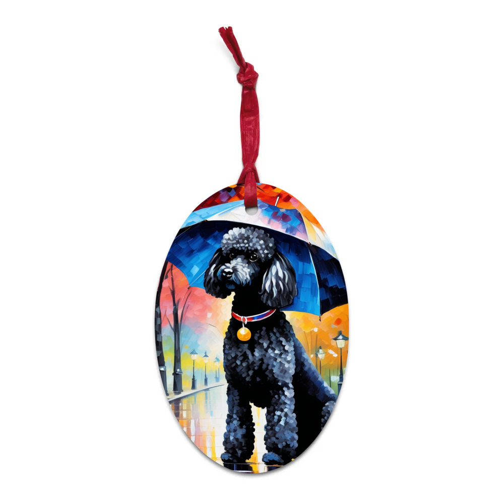 PugMug Custom Black Poodle Wooden Ornament