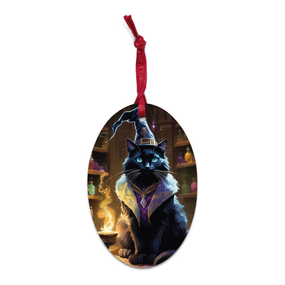 PugMug Custom Black Ragdoll Cat Wooden Ornament