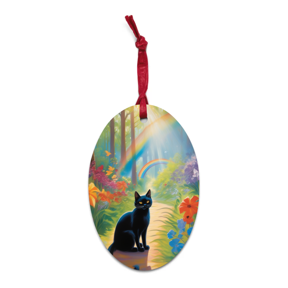 PugMug Custom Black Companion Cat Wooden Ornament