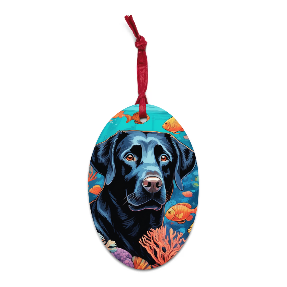 PugMug Custom Black Labrador Retriever Wooden Ornament