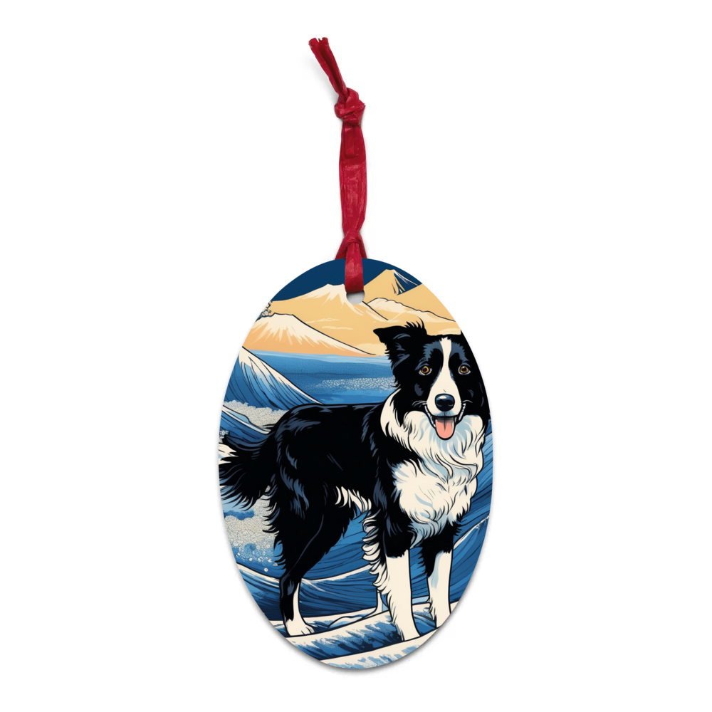 PugMug Custom Border Collie Wooden Ornament
