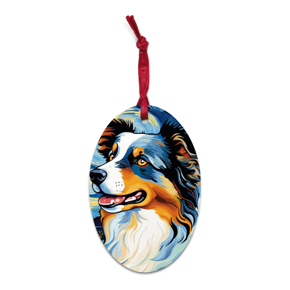 PugMug Custom Australian Shepherd Dog Wooden Ornament