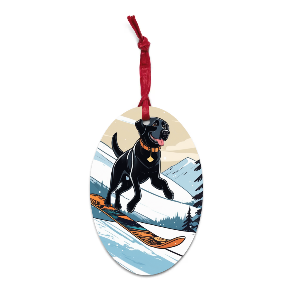 PugMug Custom Black Labrador Retriever Wooden Ornament