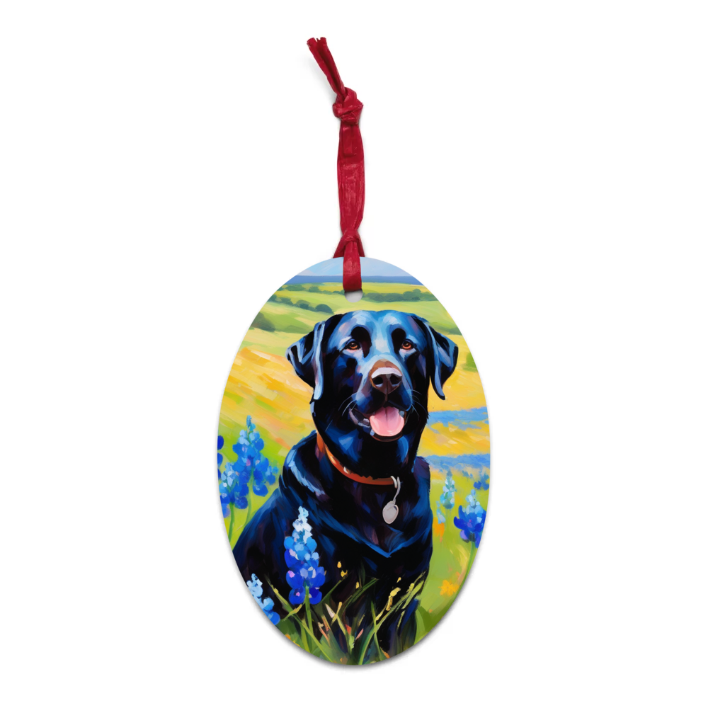 PugMug Custom Black Labrador Retriever Wooden Ornament