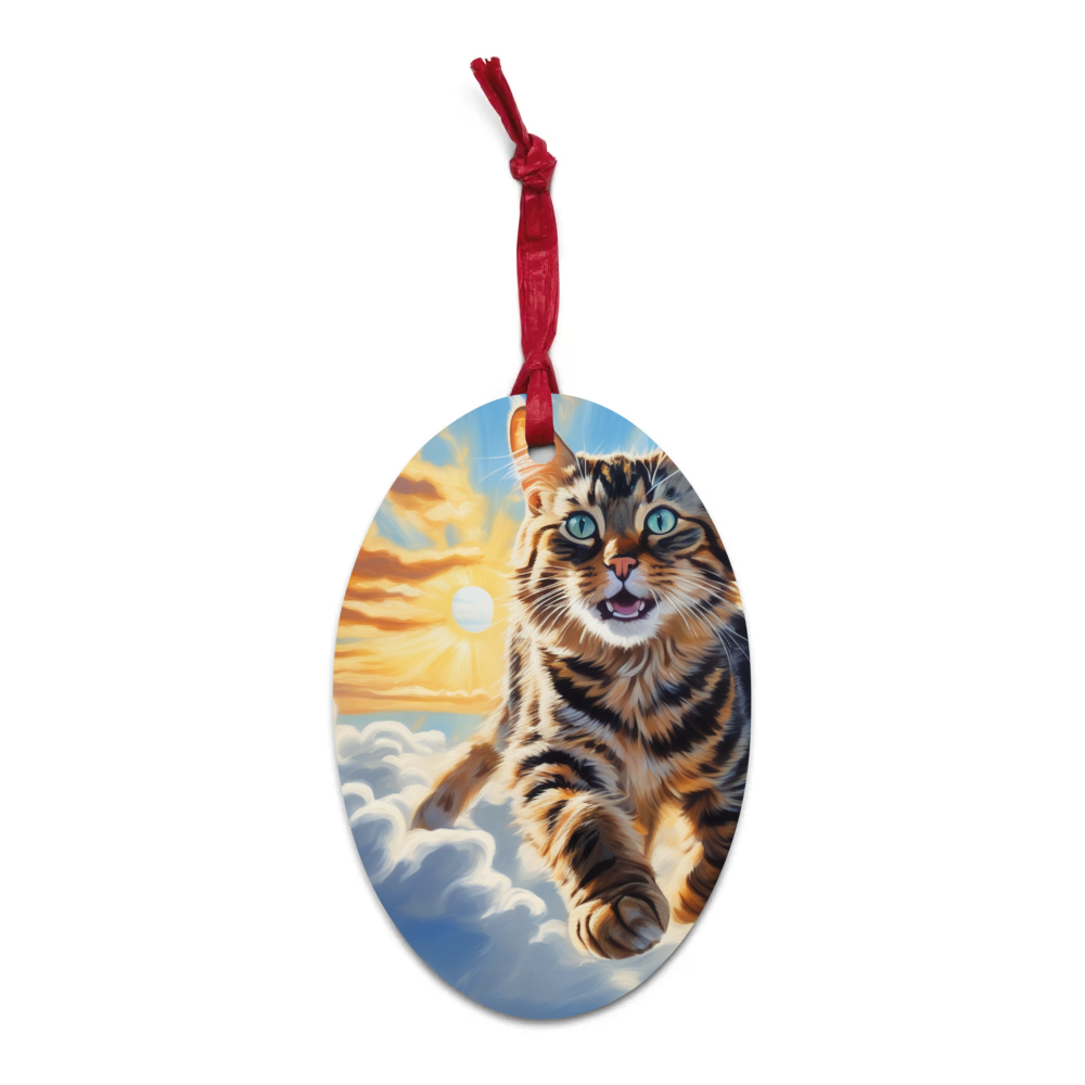 PugMug Custom Tabby Companion Cat Wooden Ornament
