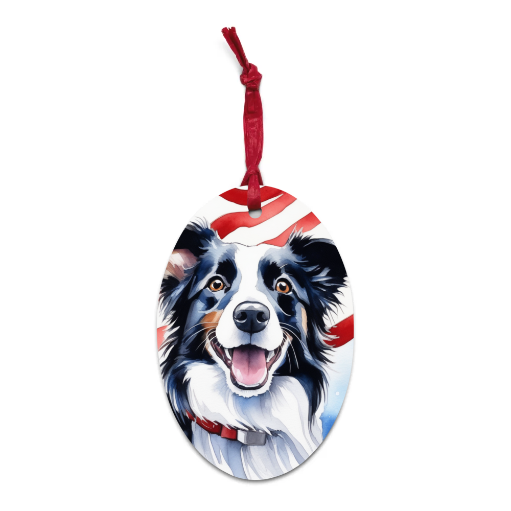 PugMug Custom Border Collie Wooden Ornament