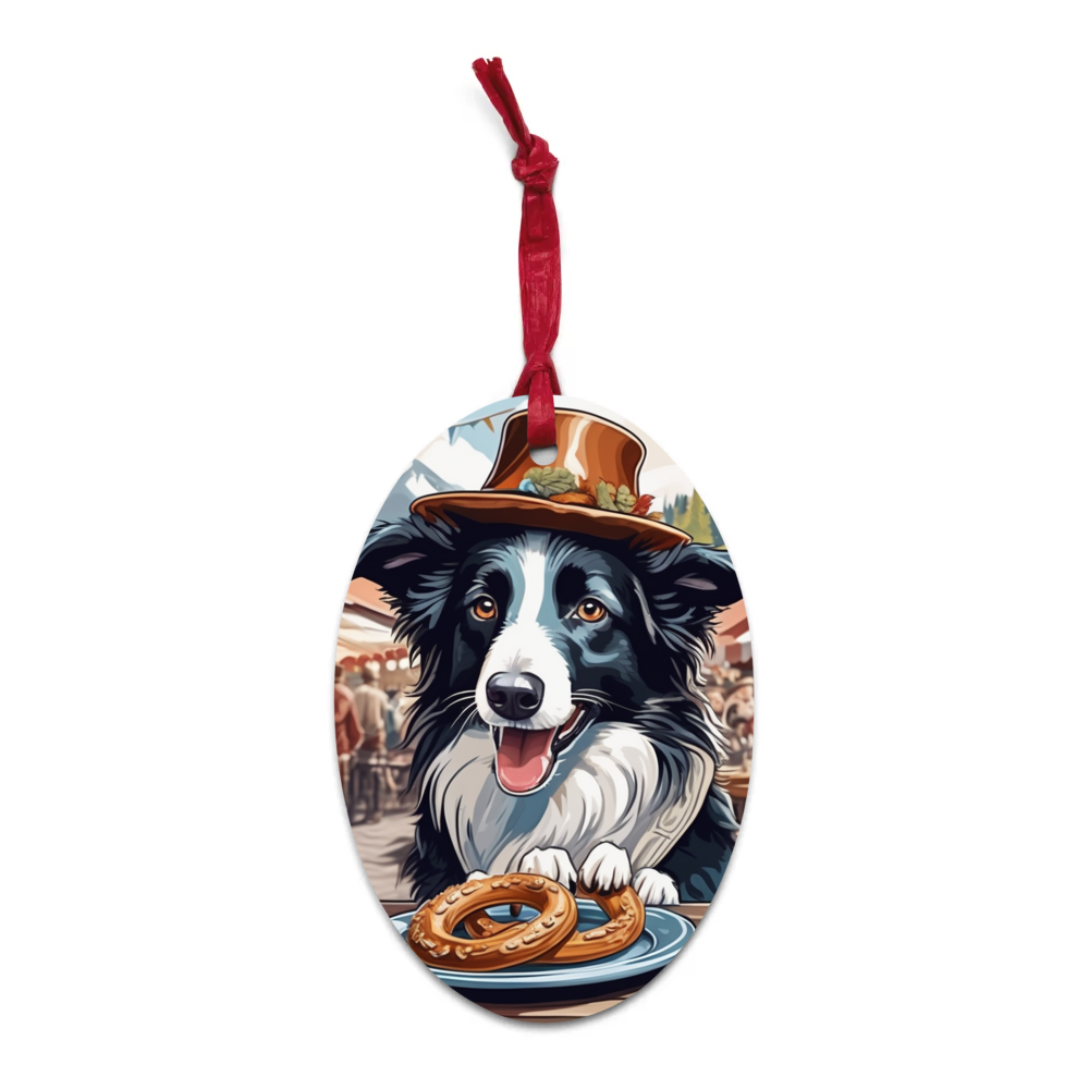 PugMug Custom Border Collie Wooden Ornament