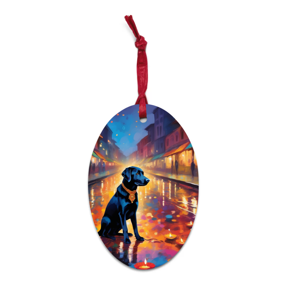 PugMug Custom Black Labrador Retriever Wooden Ornament