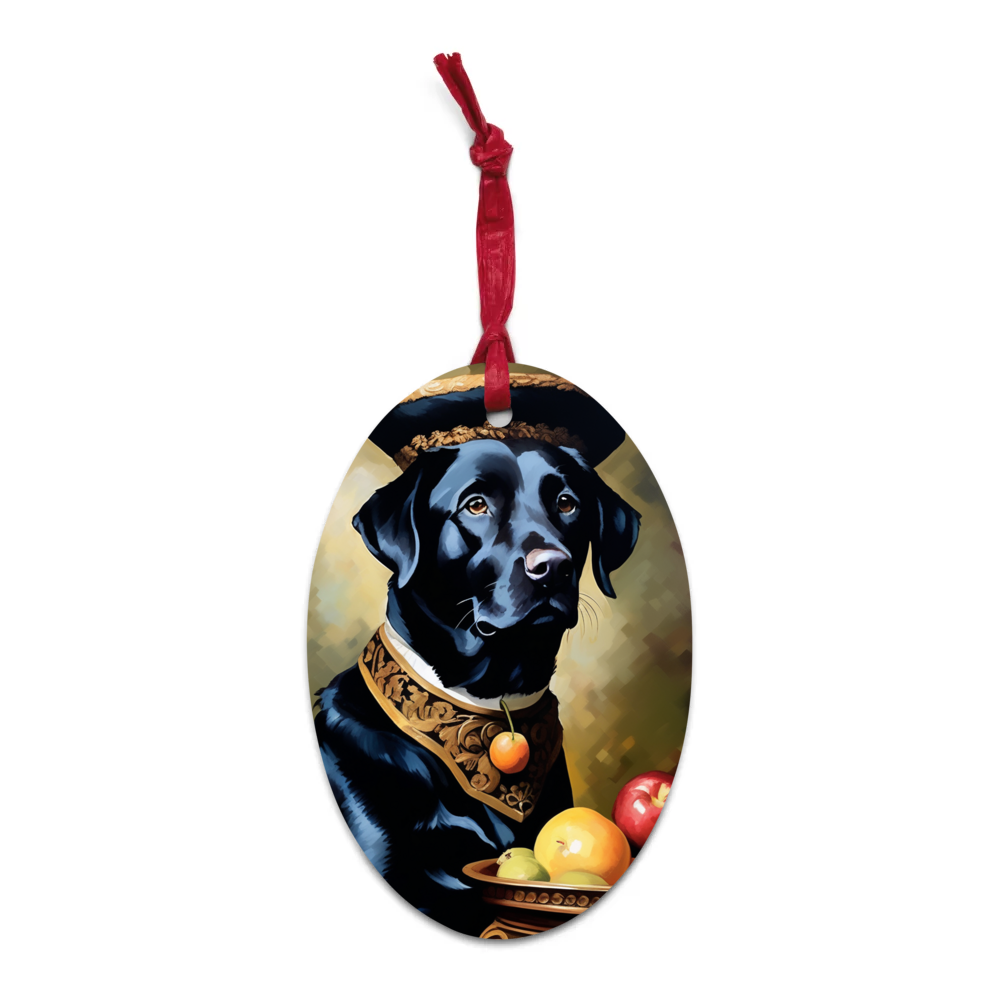 PugMug Custom Black Labrador Retriever Wooden Ornament