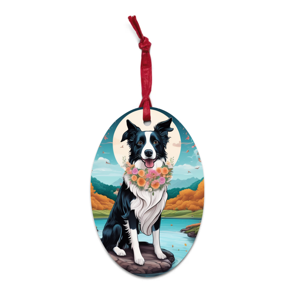 PugMug Custom Border Collie Wooden Ornament