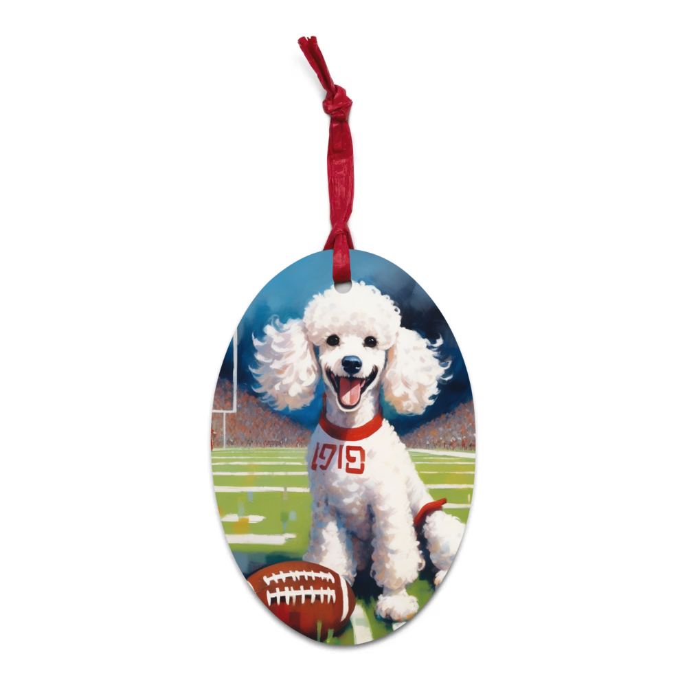 PugMug Custom White Poodle Wooden Ornament