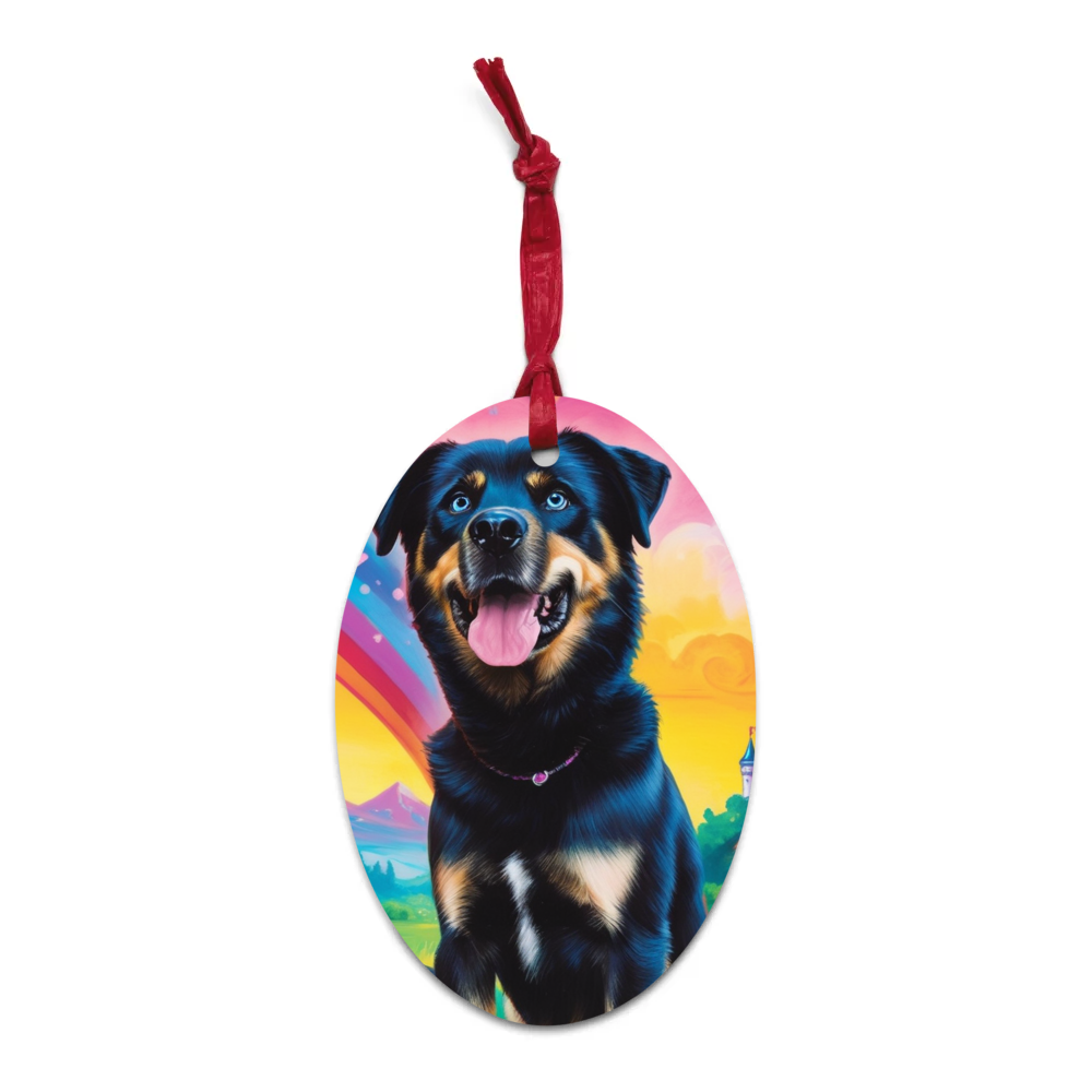 PugMug Custom Blue Wooden Ornament