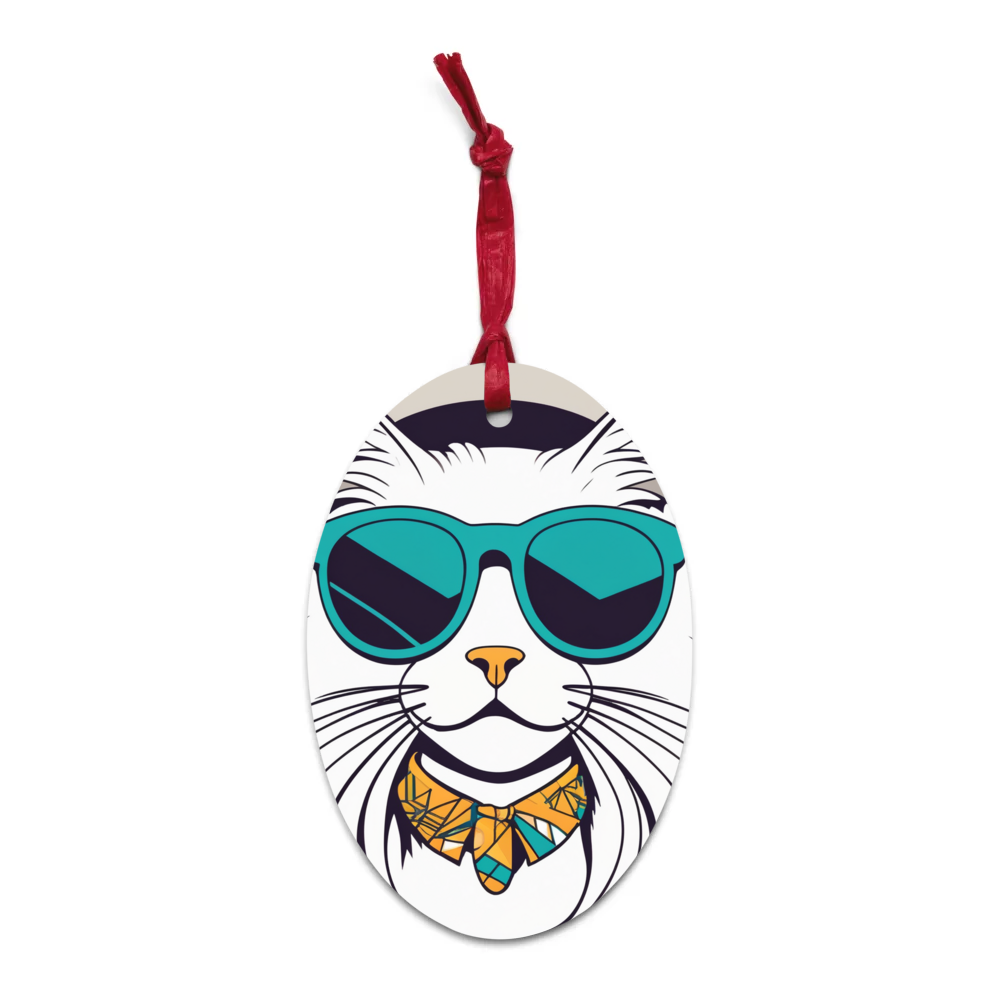 PugMug Custom White Ragdoll Cat Wooden Ornament