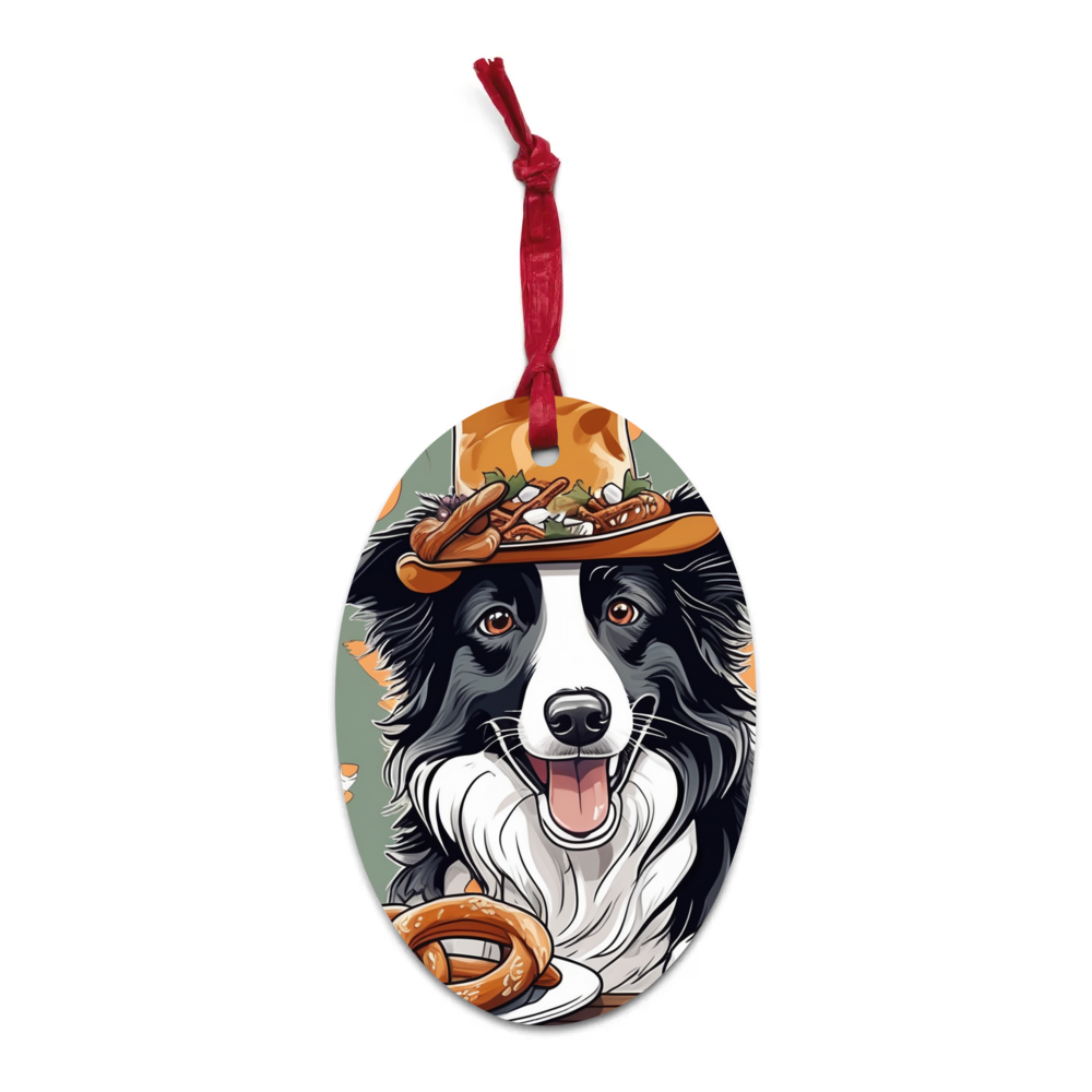 PugMug Custom Border Collie Wooden Ornament