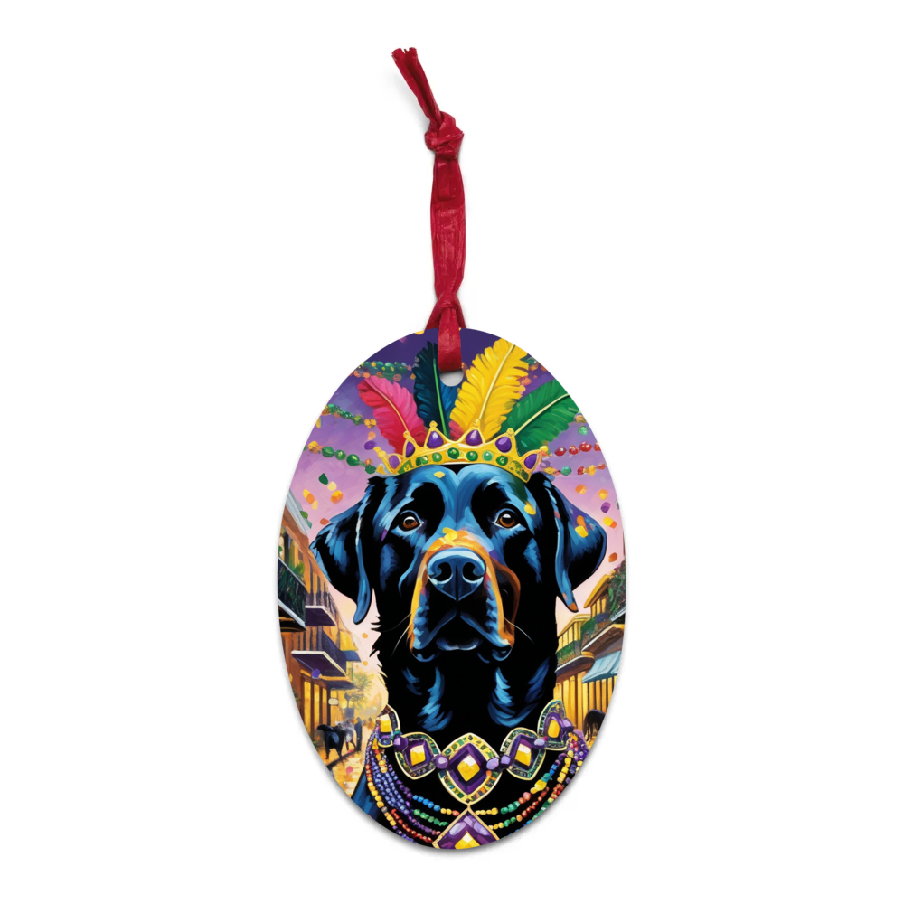 PugMug Custom Black Labrador Retriever Wooden Ornament