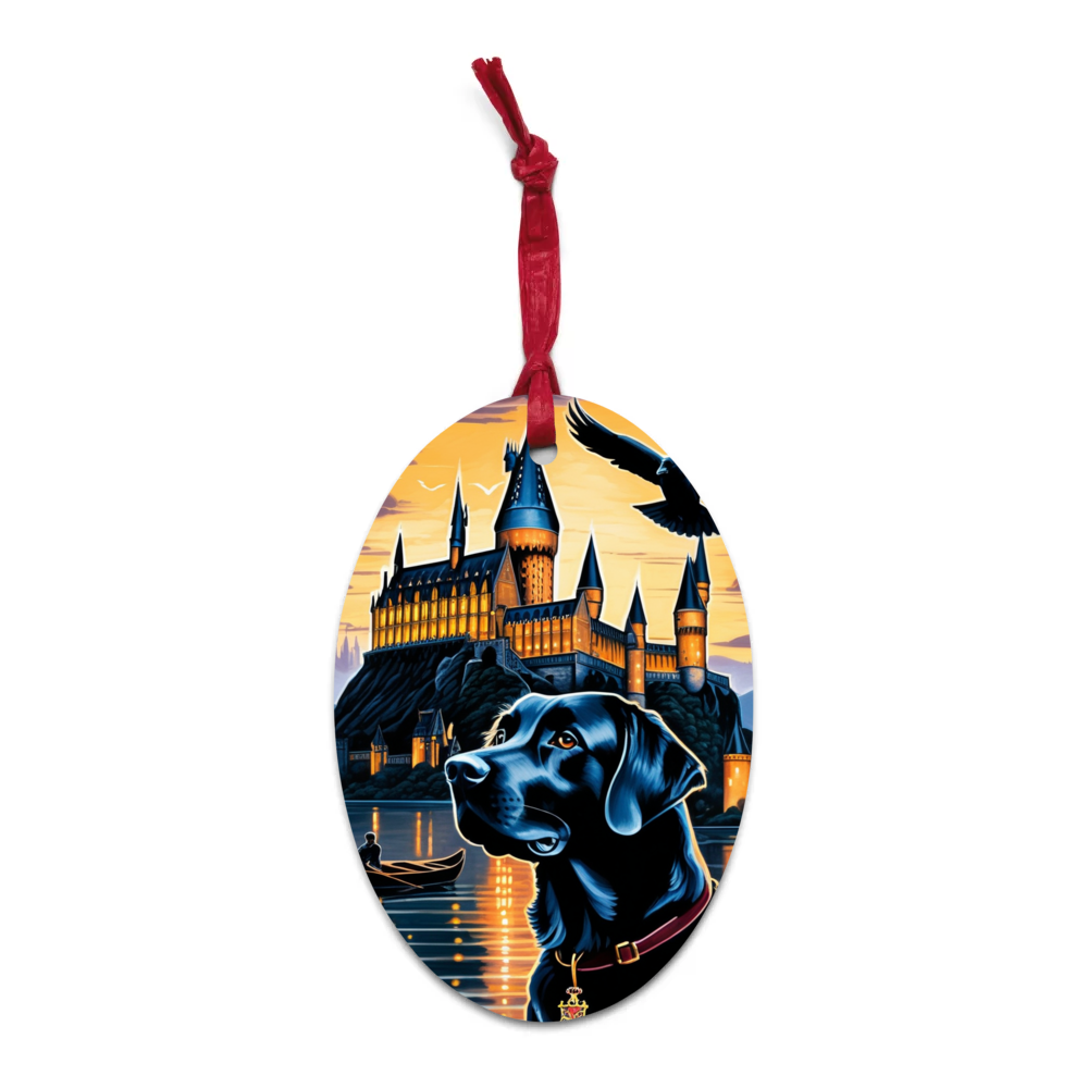 PugMug Custom Black Labrador Retriever Wooden Ornament