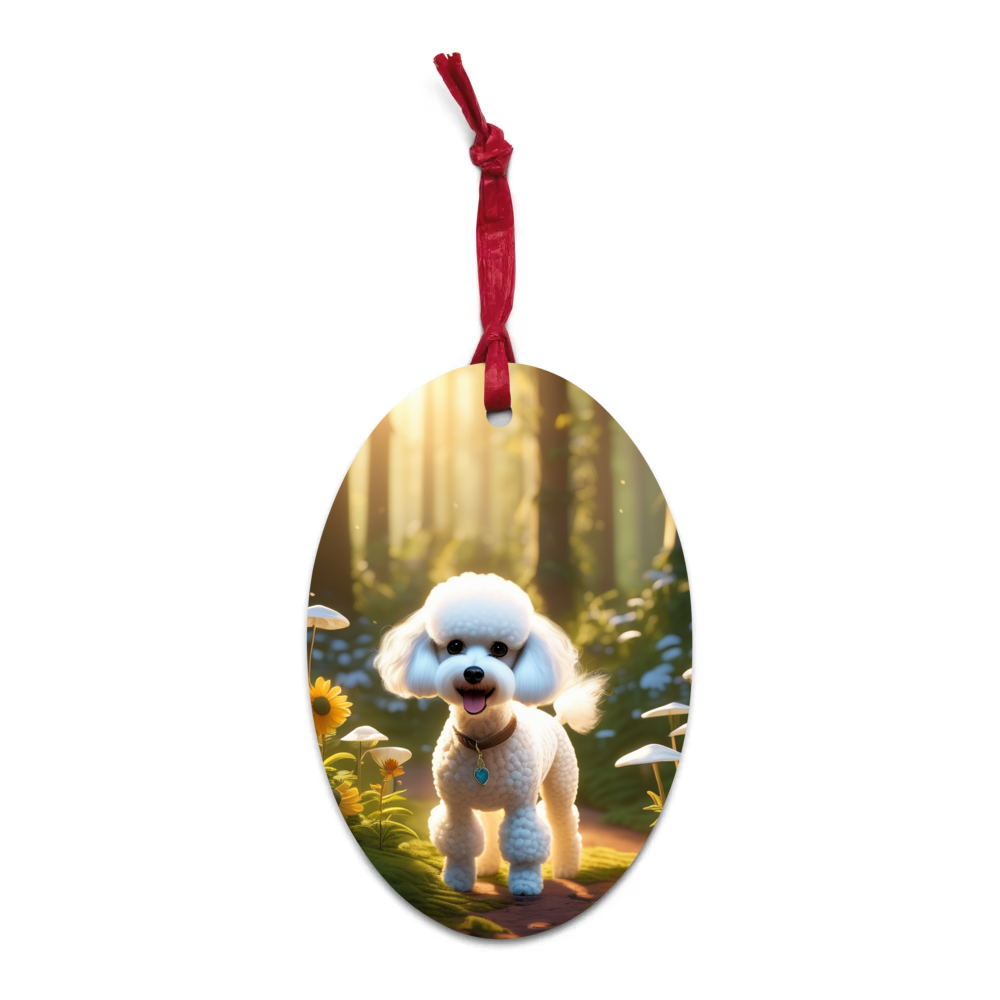 PugMug Custom White Poodle Wooden Ornament