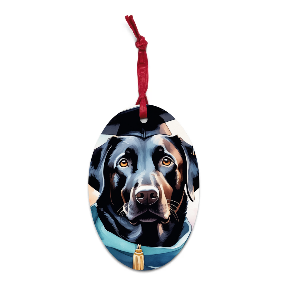 PugMug Custom Black Labrador Retriever Wooden Ornament