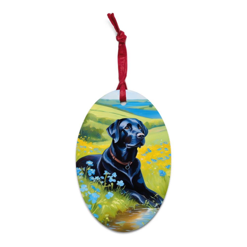 PugMug Custom Black Labrador Retriever Wooden Ornament