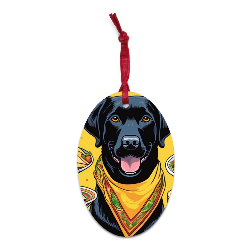 PugMug Custom Black Labrador Retriever Wooden Ornament