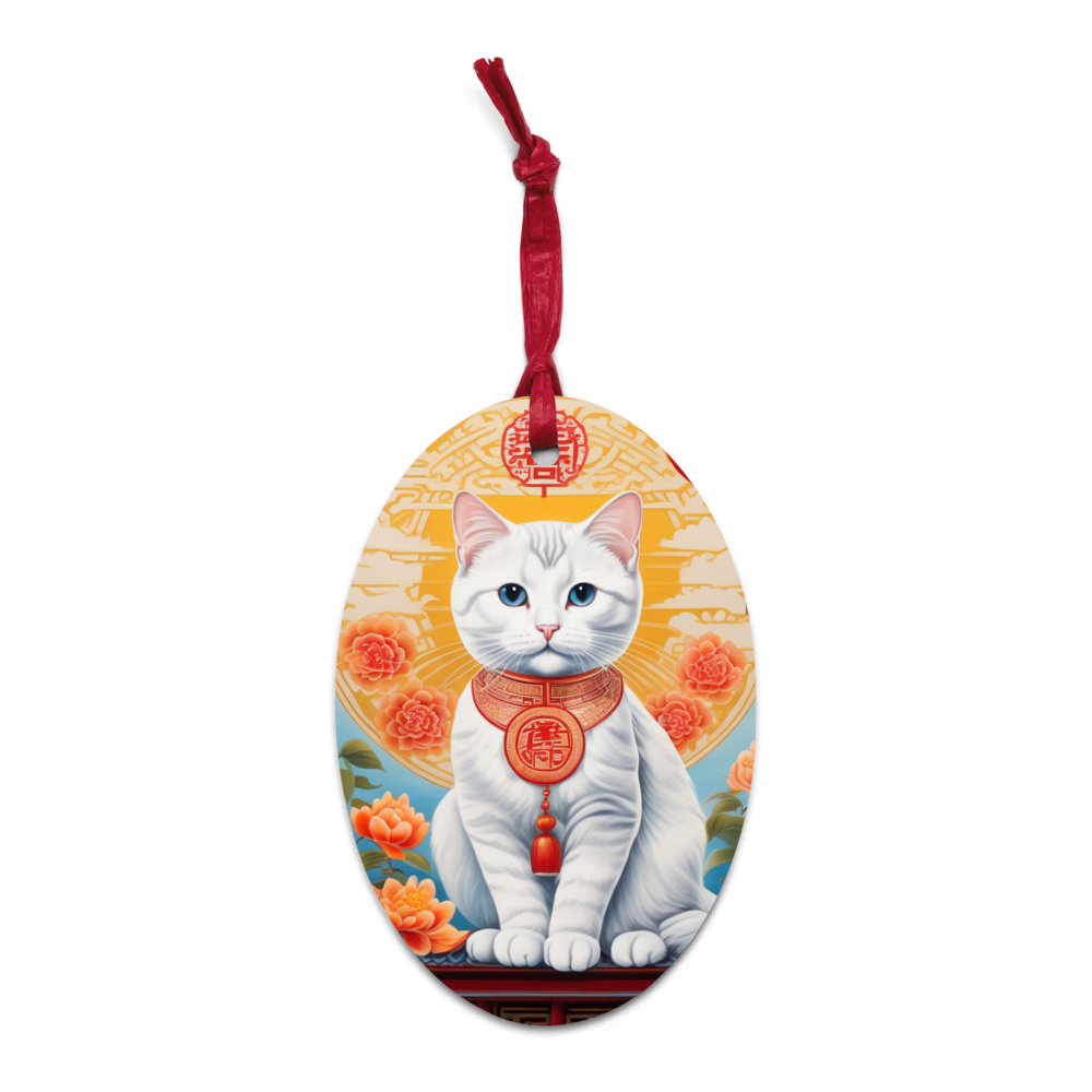 PugMug Custom White Exotic Cat Wooden Ornament