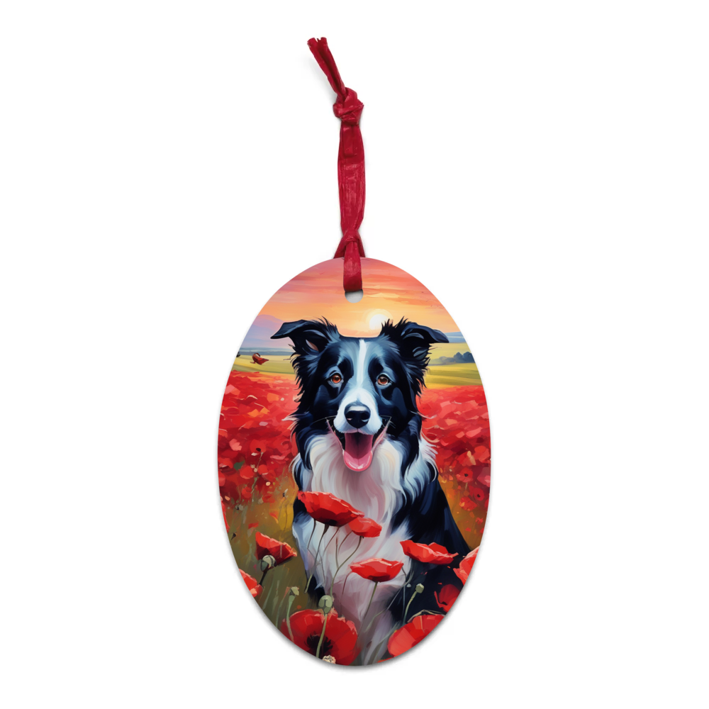 PugMug Custom Border Collie Wooden Ornament