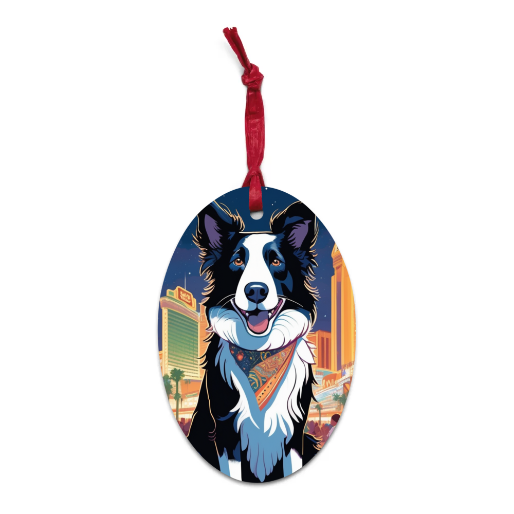 PugMug Custom Border Collie Wooden Ornament