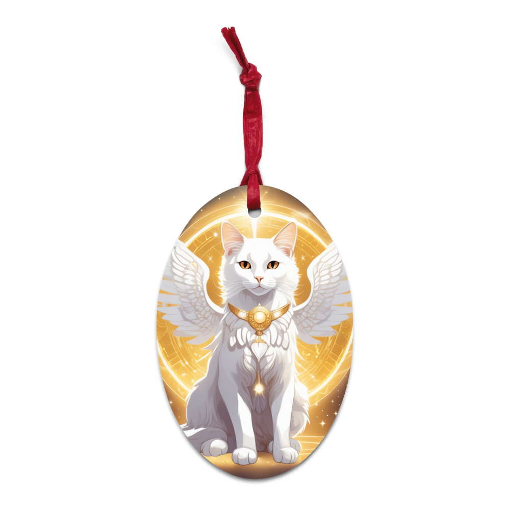 PugMug Custom White Companion Cat Wooden Ornament