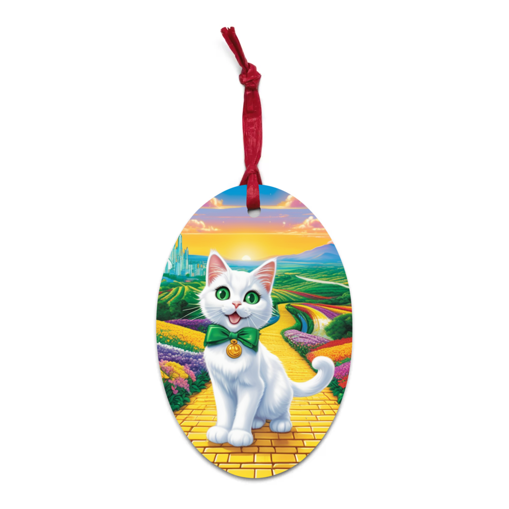 PugMug Custom White Companion Cat Wooden Ornament