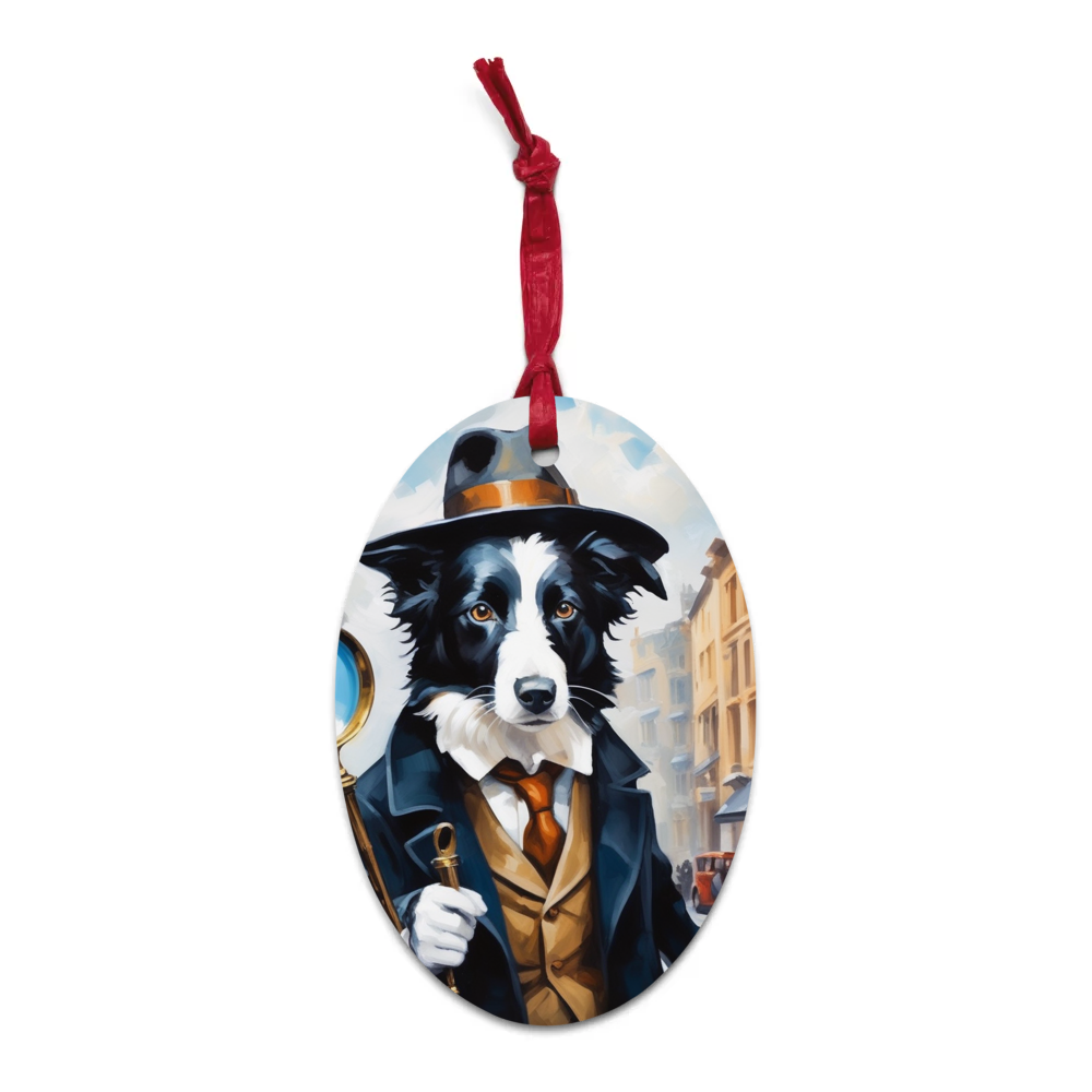 PugMug Custom Border Collie Wooden Ornament