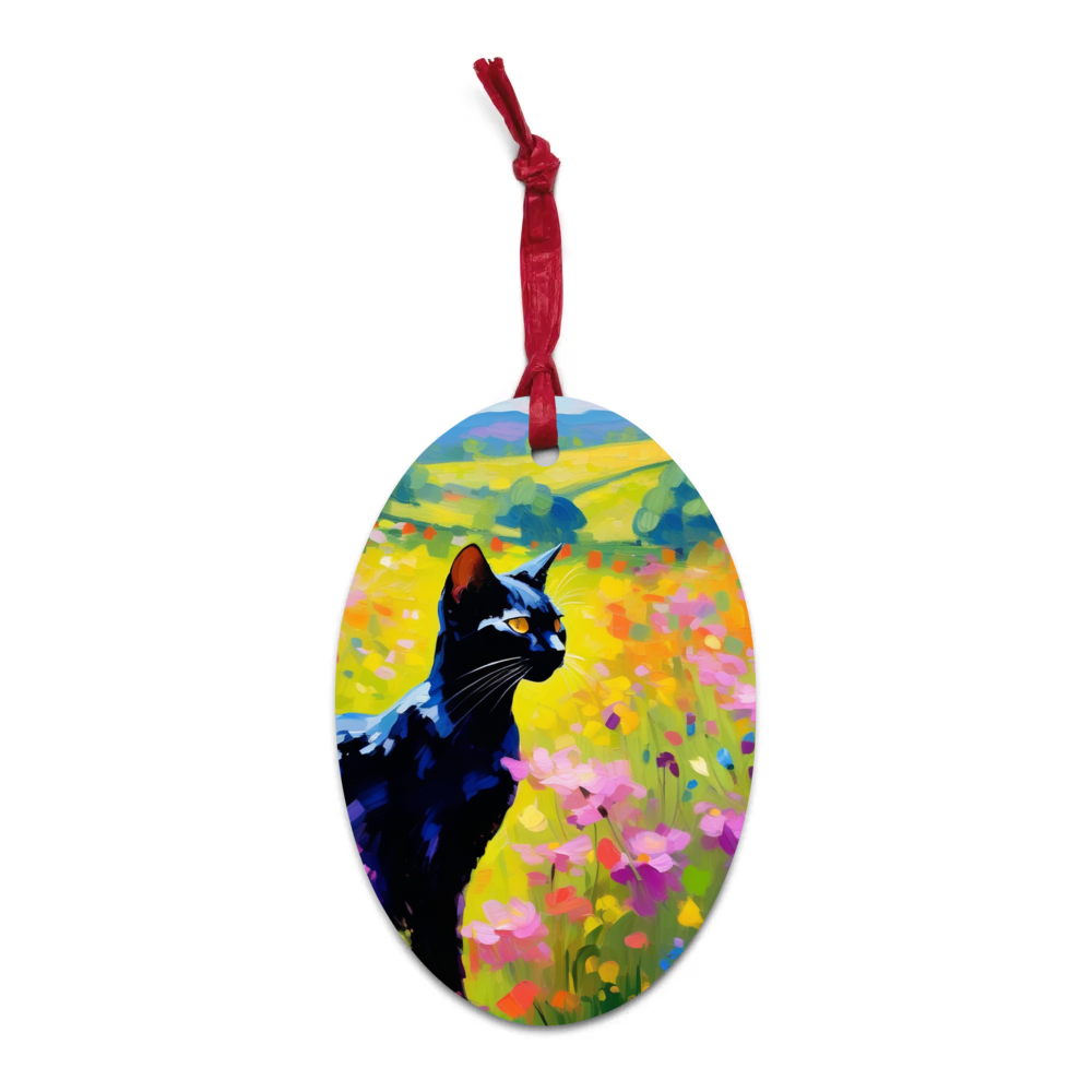 PugMug Custom Black Abyssinian Cat Wooden Ornament